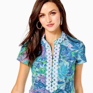 Lilly Pulitzer New with tags botanical green holiday in the sun Kerry Top